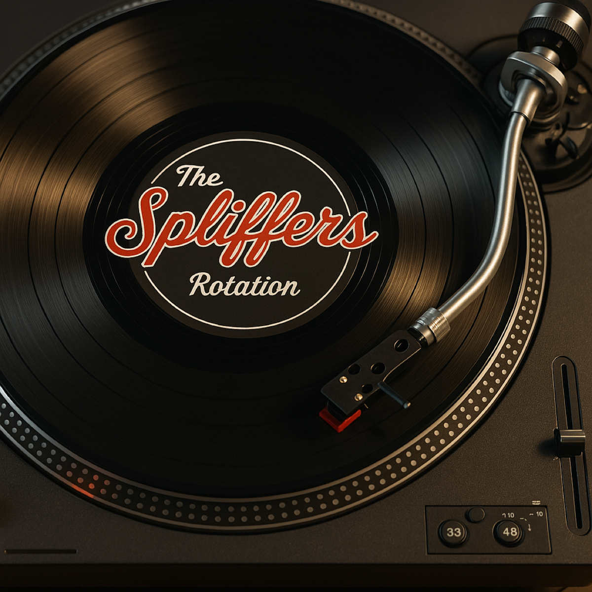The Spliffers Rotation logo on a turntable